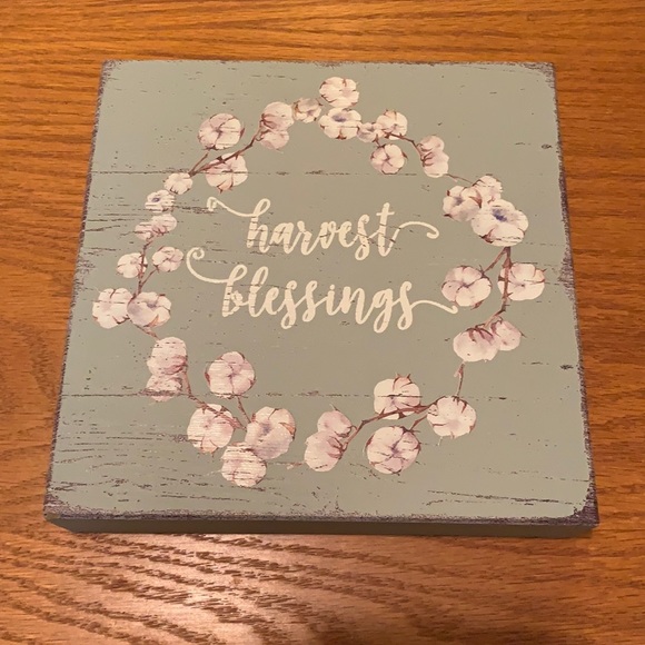 Harvest Blessings Wooden Square 8 x 8 Decorative Sign - Picture 2 of 7